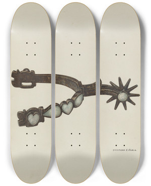 Triptych art skateboard deck of Raymond E Noble Spur_1 by Raymond E Noble