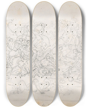 Triptych art skateboard deck of Nicaise De Keyser The Battle Of Seneffe by Nicaise De Keyser (1813-1887)
