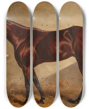 Triptych art skateboard deck of Henry Stull General Monroe In A Stable by Henry Stull (1851-1913)