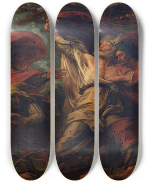 Triptych art skateboard deck of Benjamin West King Lear by Benjamin West (1738-1820)