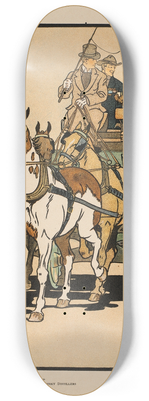 Edward Penfield - Four men riding on top of a carriage being drawn by four horses 8.25 inch art skate deck Edward Penfield - Four men riding on top of a carriage being drawn by four horses 8.25 inch art skate deck