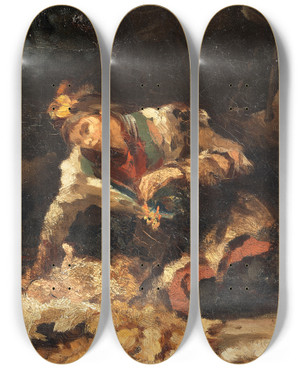 Triptych art skateboard deck of Anna Nordlander Sami Woman And Her Child by Anna Nordlander (1843-1879)