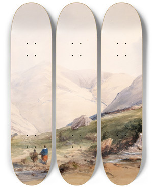 Triptych art skateboard deck of William Evans Of Eton View Near Delphi County Galway by William Evans Of Eton (1798-1877)