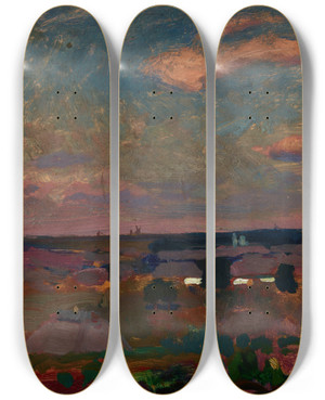 Triptych art skateboard deck of Jan Stanislawski Landscape_5 by Jan Stanislawski (1860-1907)
