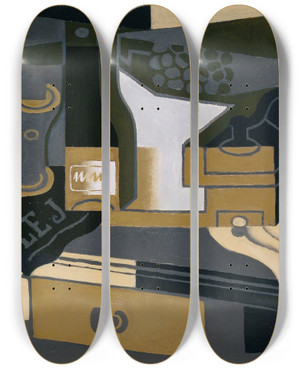 Triptych art skateboard deck of Juan Gris Coffee Grinder by Juan Gris (1887-1927)