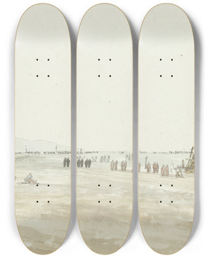 Triptych art skateboard deck of Abrahamlouisrodolphe Ducros Processie In De Omgeving Van Cerignola by Abraham-Louis-Rodolphe Ducros (1748-1810)