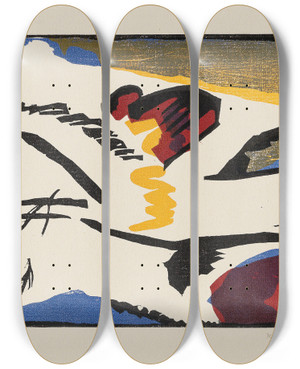 Triptych art skateboard deck of Wassily Kandinsky Lyrisches by Wassily Kandinsky (1866-1944)
