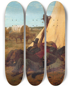 Triptych art skateboard deck of Winslow Homer The Bright Side by Winslow Homer (1836-1910)