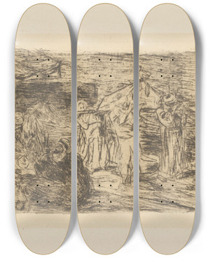 Triptych art skateboard deck of Marius Bauer Ottomaanse Begrafenis by Marius Bauer (1867-1932)
