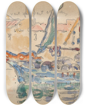 Triptych art skateboard deck of Paul Signac Sainttropez Les Tartanes by Paul Signac (1863-1935) Triptych art skateboard deck of Paul Signac Sainttropez Les Tartanes by Paul Signac (1863-1935)