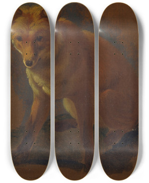 Triptych art skateboard deck of Jacqueslaurent Agasse Study Of A Fox by Jacques Laurent Agasse (1767-1849)