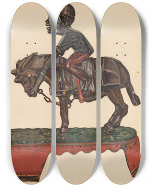 Triptych art skateboard deck of Florian Rokita Toy Bank I Always Did Spise A Mule by Florian Rokita