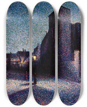 Triptych art skateboard deck of Maximilien Luce Rue Ravignan Paris by Maximilien Luce (1858-1941)