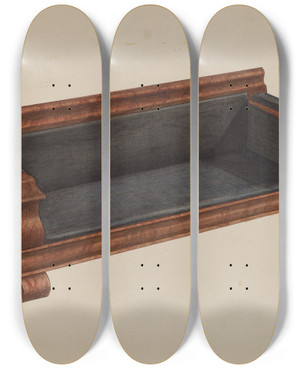 Triptych art skateboard deck of David S De Vault Childs Settee by David S De Vault