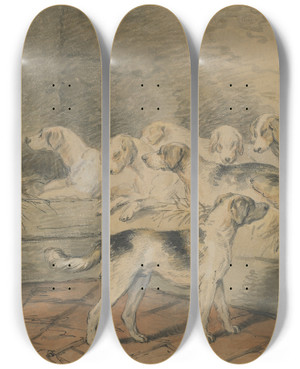 Triptych art skateboard deck of James Ward Dogs by James Ward (1769-1859) Triptych art skateboard deck of James Ward Dogs by James Ward (1769-1859)