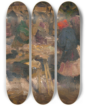 Triptych art skateboard deck of Teodor Jozef Mousson Market_1 by Jozef Teodor Mousson