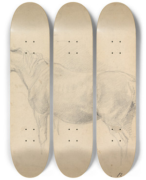 Triptych art skateboard deck of Sawrey Gilpin Sketch Of A Horse by Sawrey Gilpin (1733-1807)