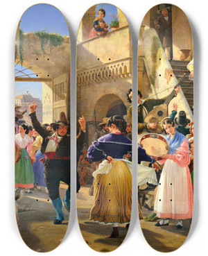 Triptych art skateboard deck of Wilhelm Marstrand Romans Gathered For Merriment At An Osteria by Wilhelm Marstrand (1810-1873) Triptych art skateboard deck of Wilhelm Marstrand Romans Gathered For Merriment At An Osteria by Wilhelm Marstrand (1810-1873)