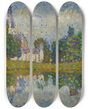 Triptych art skateboard deck of Georges Lemmen Dadizele by Georges Lemmen (1865-1916)