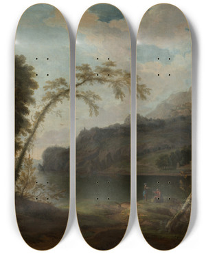 Triptych art skateboard deck of Jan Nickelen Italienische Landschaft Mit Mythologischer Staffage by Jan Van Nickele