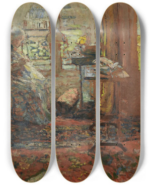 Triptych art skateboard deck of Douard Vuillard La Couseuse Devant La Fentre by douard Vuillard (1868-1940)