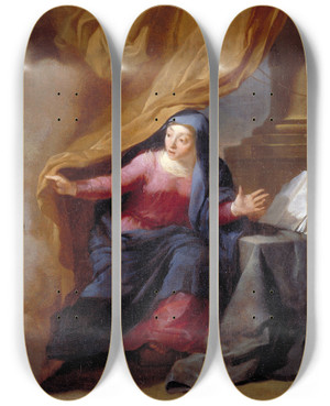 Triptych art skateboard deck of Karel Dujardin The Annunciation by Karel Dujardin (1622-1678)