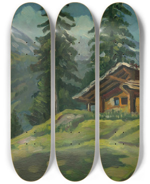 Triptych art skateboard deck of Tefan Fodor Tatransk Krajina by Stefan Fodor (1903-1944)