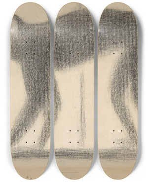 Triptych art skateboard deck of Georges Seurat Monkey by Georges Seurat (1859-1891)