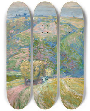 Triptych art skateboard deck of Jzef Pankiewicz Cart With Hay by Jozef Pankiewicz (1866-1940)