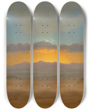 Triptych art skateboard deck of Frederic Edwin Church Sunset_2 by Frederic Edwin Church (1826-1900) Triptych art skateboard deck of Frederic Edwin Church Sunset_2 by Frederic Edwin Church (1826-1900)