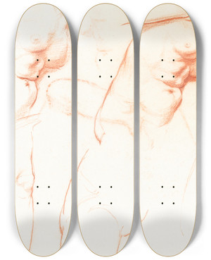 Triptych art skateboard deck of William Blake Richmond Studies For The Wise And Foolish Virgins Recto by William Blake Richmond (1842-1921)