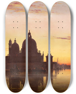 Triptych art skateboard deck of Edward William Cooke Venice Santa Maria Della Salute At Sunset by Edward William Cooke (1811-1880) Triptych art skateboard deck of Edward William Cooke Venice Santa Maria Della Salute At Sunset by Edward William Cooke (1811-1880)