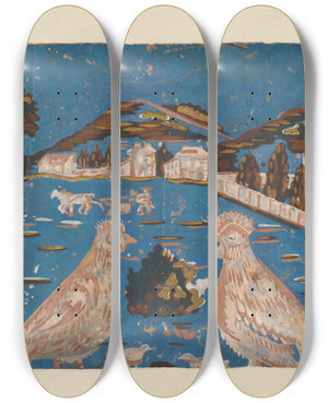 Triptych art skateboard deck of Lazar Rubinstein Bandbox by Lazar Rubinstein