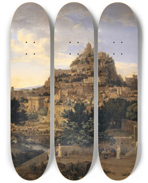Triptych art skateboard deck of August Wilhelm Julius The Heyday Of The Middle Ages by August Wilhelm Julius (1796-1857)