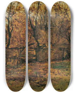 Triptych art skateboard deck of August Von Pettenkofen Der Garten Des Malers Franz Von Lenbach In Mnchen by August Von Pettenkofen (1822-1889)