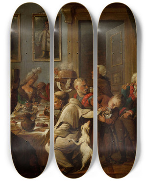 Triptych art skateboard deck of Aleksander Orowski Banquet At Radziwis by Aleksander Orlowski (1777-1832)
