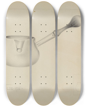Triptych art skateboard deck of Amelia Tuccio Silver Pipkin by Amelia Tuccio (20-)