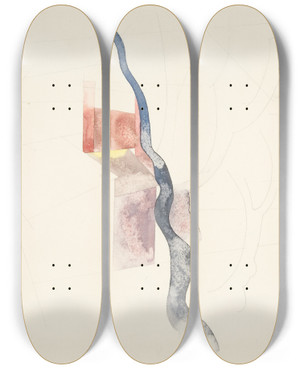 Triptych art skateboard deck of Charles Demuth Tree Abstraction Probably Study For Red Chimneys1918 by Charles Demuth (1883-1935)