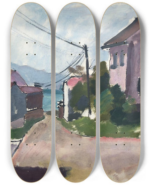 Triptych art skateboard deck of Otto Geigenberger Gstadt Am Chiemsee by Otto Geigenberger (1881-1946)