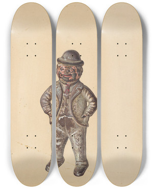 Triptych art skateboard deck of Alf Bruseth Politician Coin Bank by Alf Bruseth
