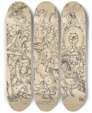Triptych art skateboard deck of Charles Williams The Union Club_1 by Charles Williams