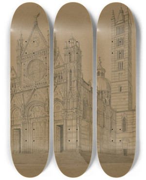 Triptych art skateboard deck of Friedrich Wilhelm Ludwig S Maria Assunta In Siena by Friedrich Wilhelm Ludwig (1828)
