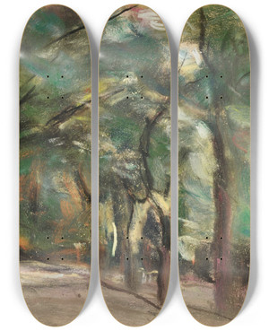 Triptych art skateboard deck of Max Liebermann Avenue I by Max Liebermann (1847-1935)
