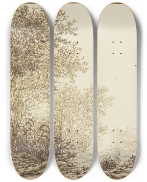 Triptych art skateboard deck of Adriaen Hendriksz Verboom Landschaft Mit Bumen Und Weidegatter by Adriaen Hendriksz Verboom (1627-1673)
