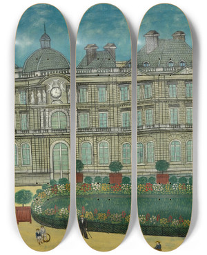 Triptych art skateboard deck of Louis Vivin The Luxembourg by Louis Vivin (1861-1936) Triptych art skateboard deck of Louis Vivin The Luxembourg by Louis Vivin (1861-1936)
