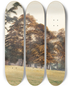 Triptych art skateboard deck of George Howard 9Th Earl Of Carlislethe Grounds At Castle Howard by George Howard (1843-1911)
