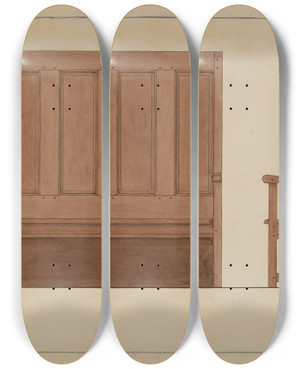 Triptych art skateboard deck of B Holstgrubbe Settee by B. Holst-Grubbe