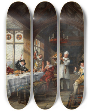Triptych art skateboard deck of Frank Moss Bennett The Roast Beef Of Old England by Frank Moss Bennett Triptych art skateboard deck of Frank Moss Bennett The Roast Beef Of Old England by Frank Moss Bennett