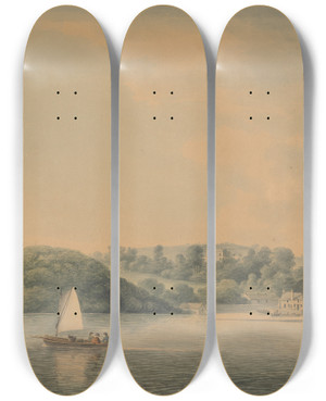Triptych art skateboard deck of William Payne Mill On The Tavy by William Payne (1760-1830)