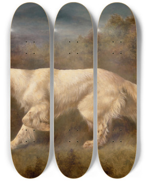 Triptych art skateboard deck of Thomas Blinks Mallwyd Ned by Thomas Blinks (1853-1912)